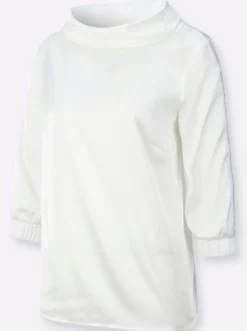 Satinbluse mit modischem Kragen