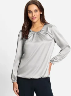 Satinbluse mit Raffungen