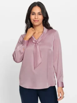 Satinbluse mit Schalkragen