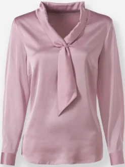 Satinbluse mit Schalkragen