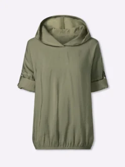 Schlupfbluse mit Krempelärmel
