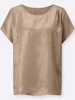 Schlupf-Bluse mit Metallic-Beschichtung