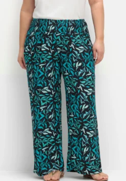 Schlupfhose mit weitem Bein und Blätterprint