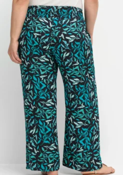 Schlupfhose mit weitem Bein und Blätterprint