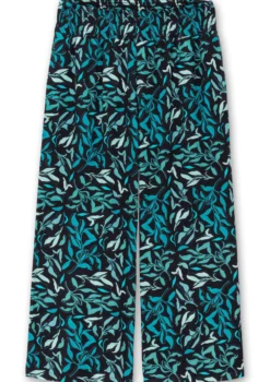 Schlupfhose mit weitem Bein und Blätterprint