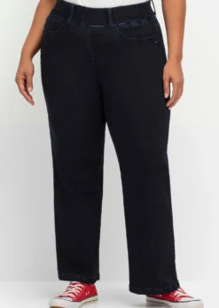 Schlupfjeans mit durchgehend weitem Bein
