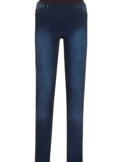 Schlupfjeans mit geripptem Strick-Dehnbund