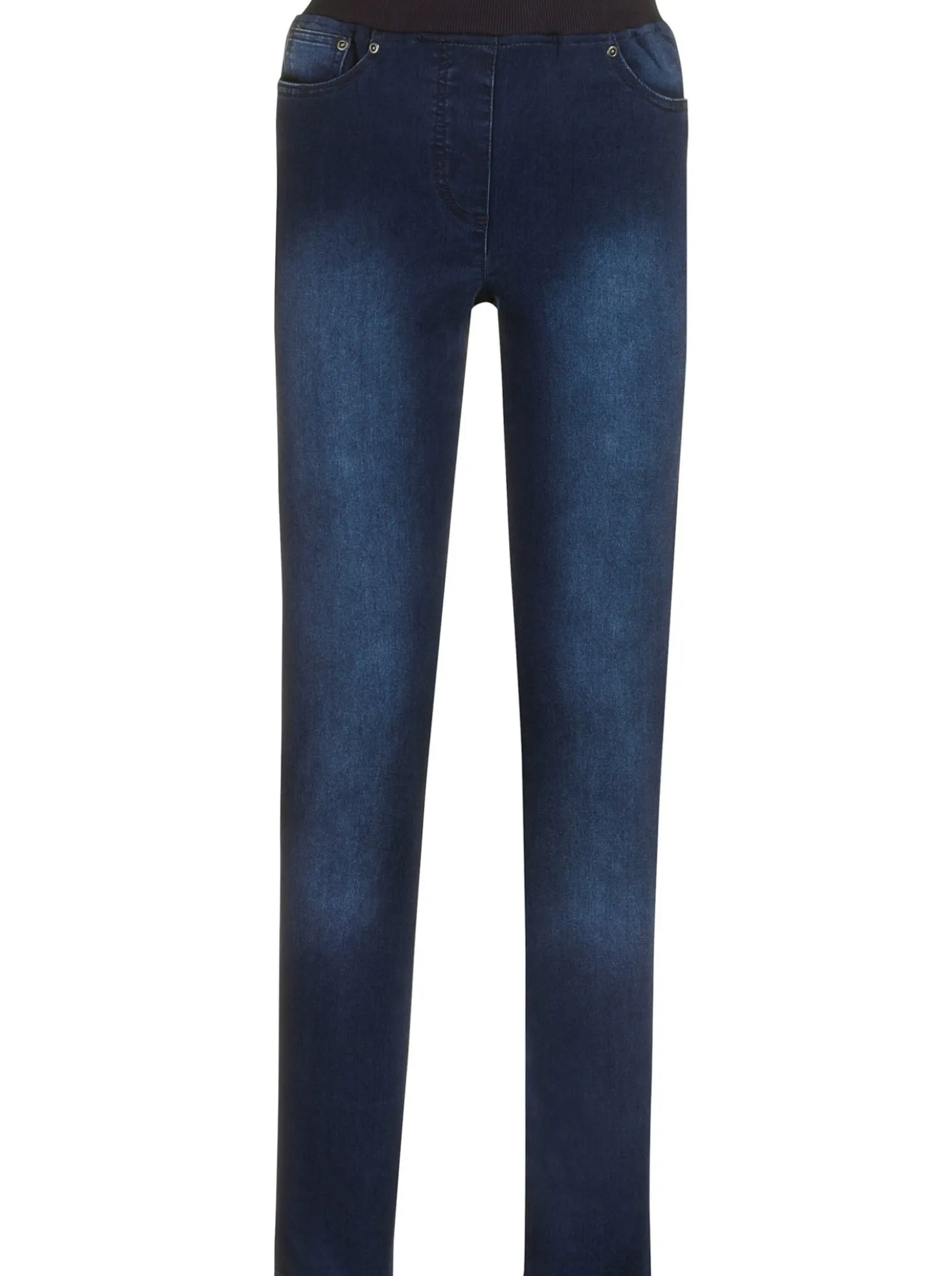 Schlupfjeans mit geripptem Strick-Dehnbund