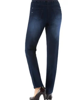 Schlupfjeans mit geripptem Strick-Dehnbund