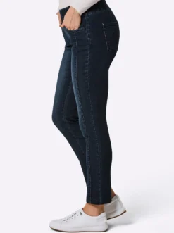 Schlupfjeans mit Taschen-Stickerei