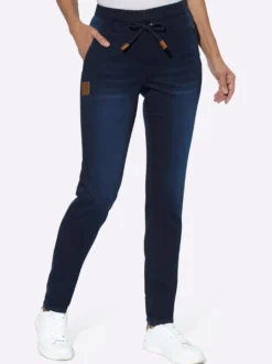 Schlupfjeans mit Tunnelzug und Bindeband