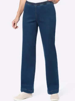 Schlupfjeans mit weitem Bein