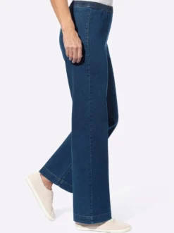 Schlupfjeans mit weitem Bein