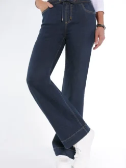 Schlupfjeans mit weitem Bein