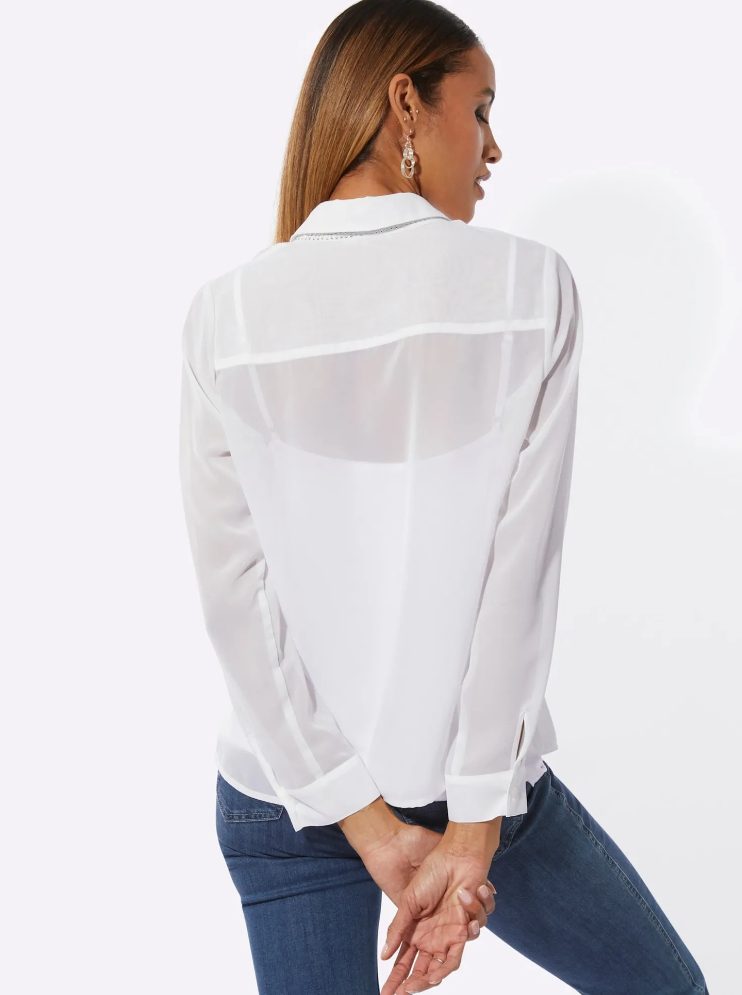 Schluppenbluse mit einknöpfbarem Jersey-Top