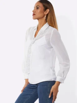 Schluppenbluse mit einknöpfbarem Jersey-Top