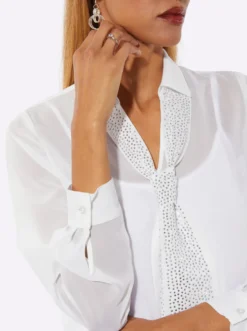 Schluppenbluse mit einknöpfbarem Jersey-Top