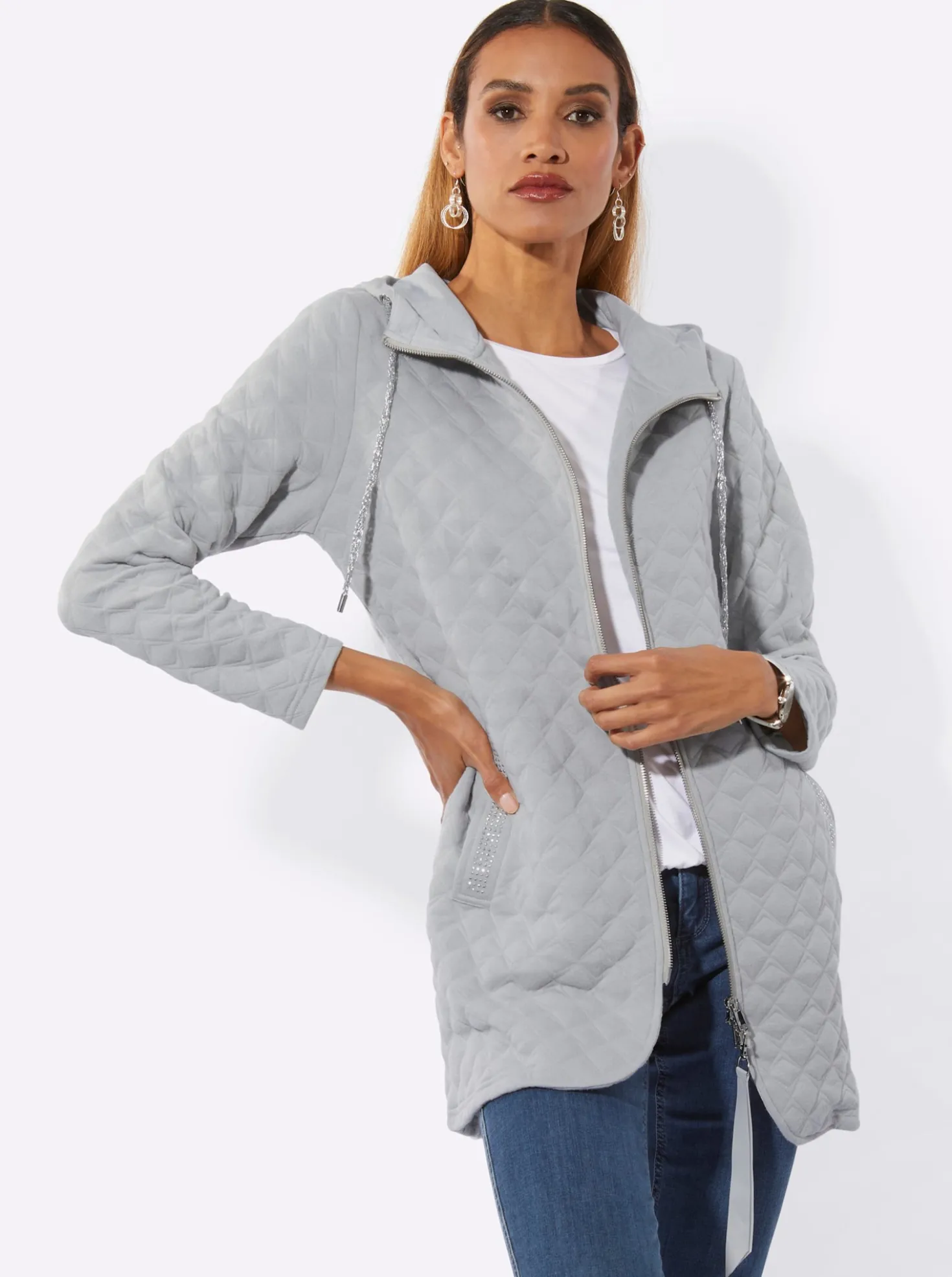 Shirtjacke in Rautenstruktur