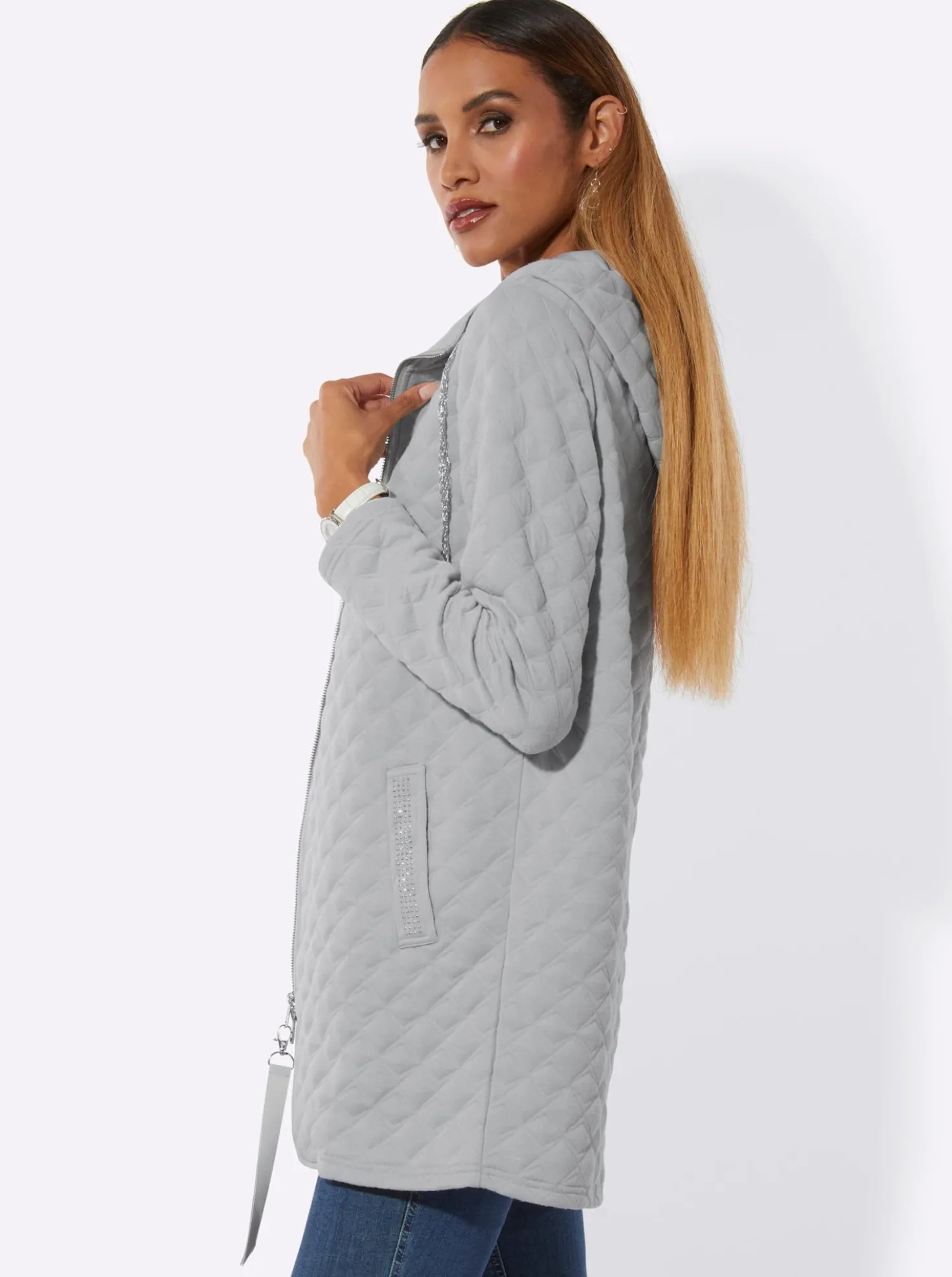 Shirtjacke in Rautenstruktur