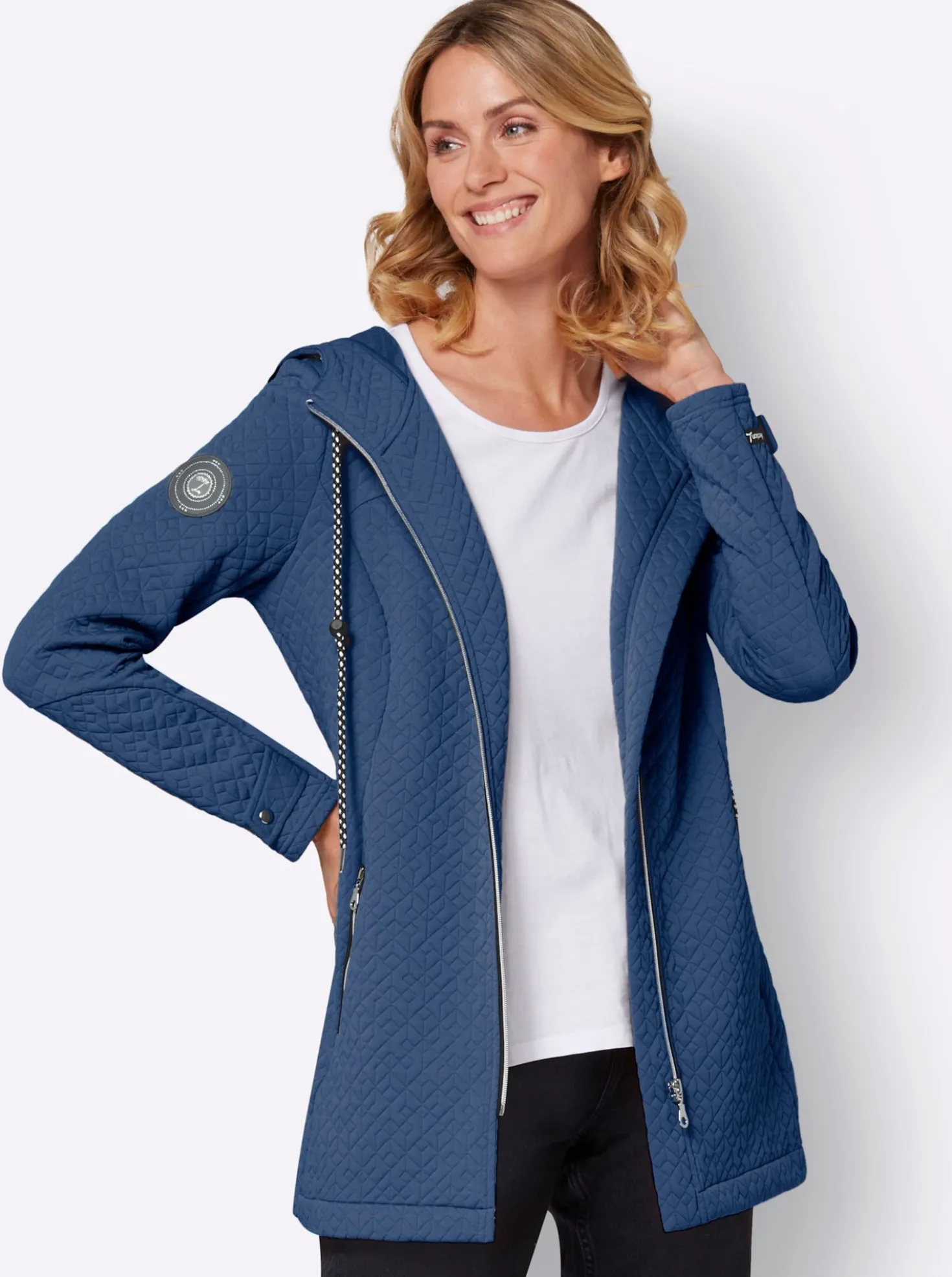Shirtjacke in strukturierter Qualität, kontrastfarbene Details