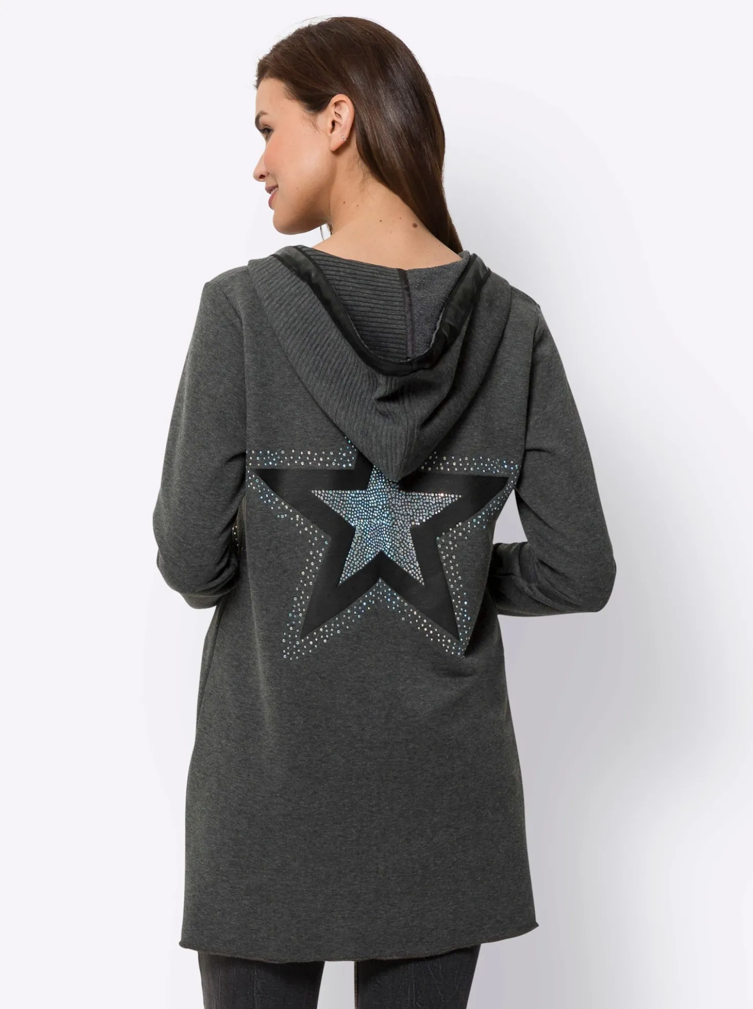 Shirtjacke mit Details aus Leder-Imitat