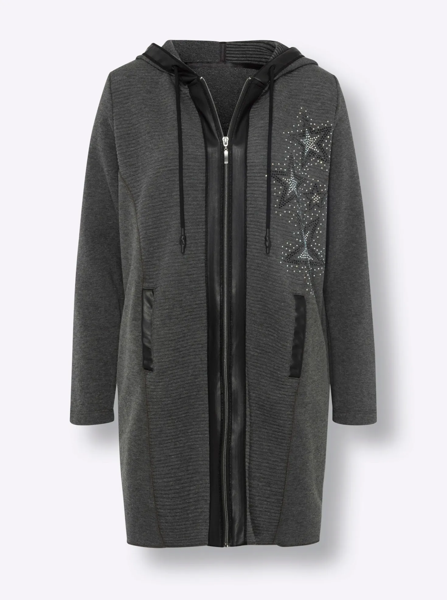 Shirtjacke mit Details aus Leder-Imitat