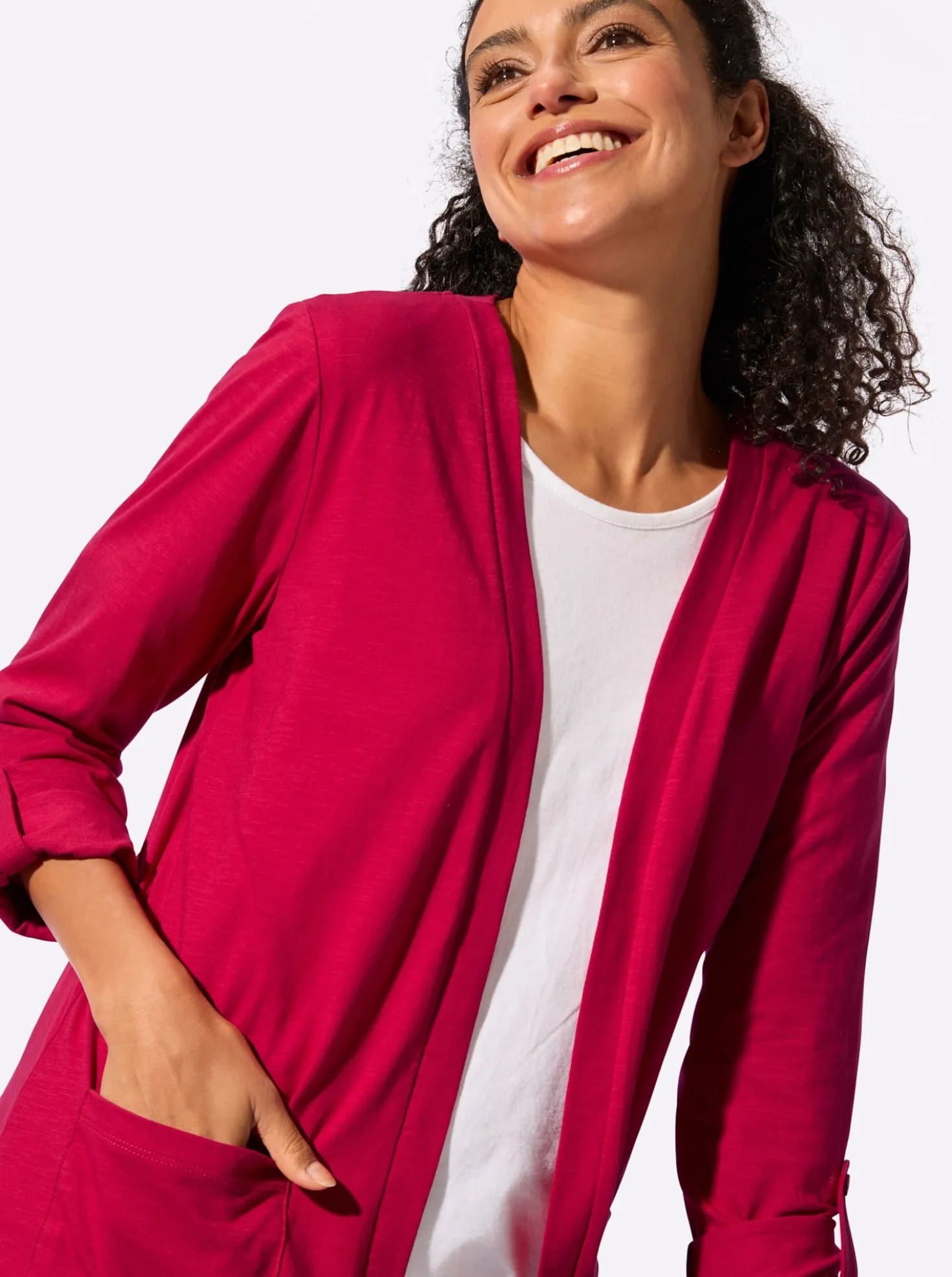 Shirtjacke mit Flammgarn-Struktur