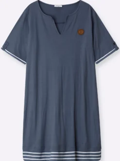 Shirtkleid mit Kontrast-Ringelstoff