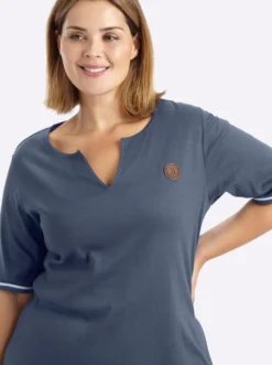 Shirtkleid mit Kontrast-Ringelstoff