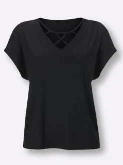Shirttop mit Bändchenverzierung am Ausschnitt
