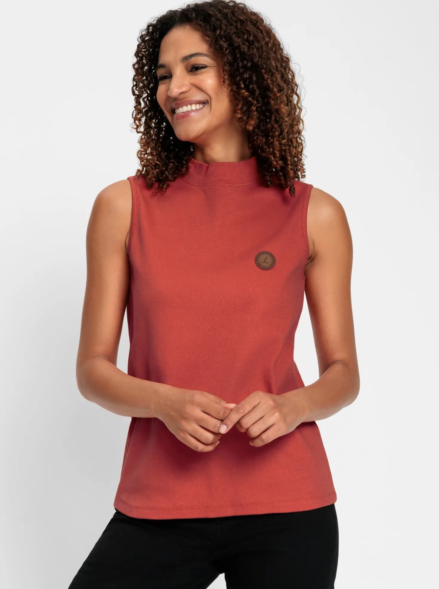 Shirttop mit Stehkragen, pflegeleicht