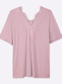 Spitzenshirt mit beidseitigem, tiefem V