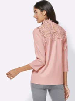 Spitzenshirt mit Stehkragen