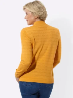Stehkragenpullover mit Ajour-Muster