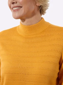 Stehkragenpullover mit Ajour-Muster