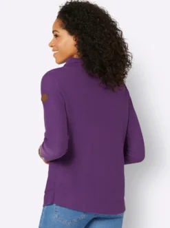 Stehkragenpullover mit Linksstrick-Muster