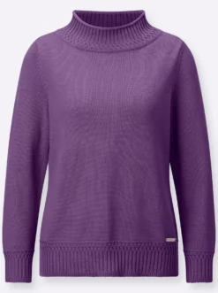 Stehkragenpullover mit Ripp-Abschlüssen