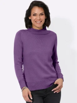 Stehkragenpullover mit Ripp-Abschlüssen