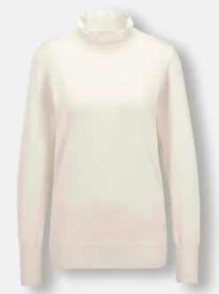 Stehkragenpullover mit Rüschenverzierung