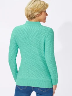 Stehkragenpullover mit Struktur-Muster