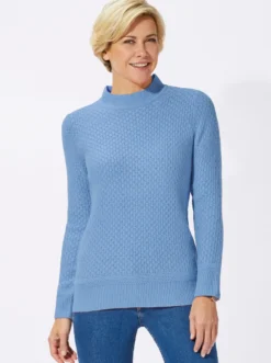 Stehkragenpullover mit Struktur-Muster