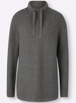 Stehkragenpullover mit Zierbändern