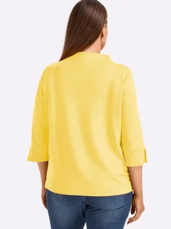 Stehkragenshirt mit 3/4-Ärmeln