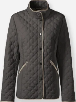 Steppjacke mit kontrastfarbenen Paspeln