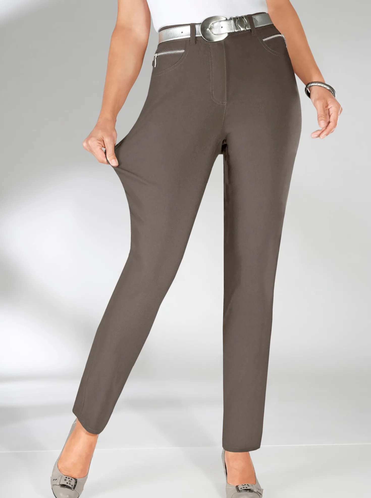 Stretch-Hose mit Zier-Taschen vorne
