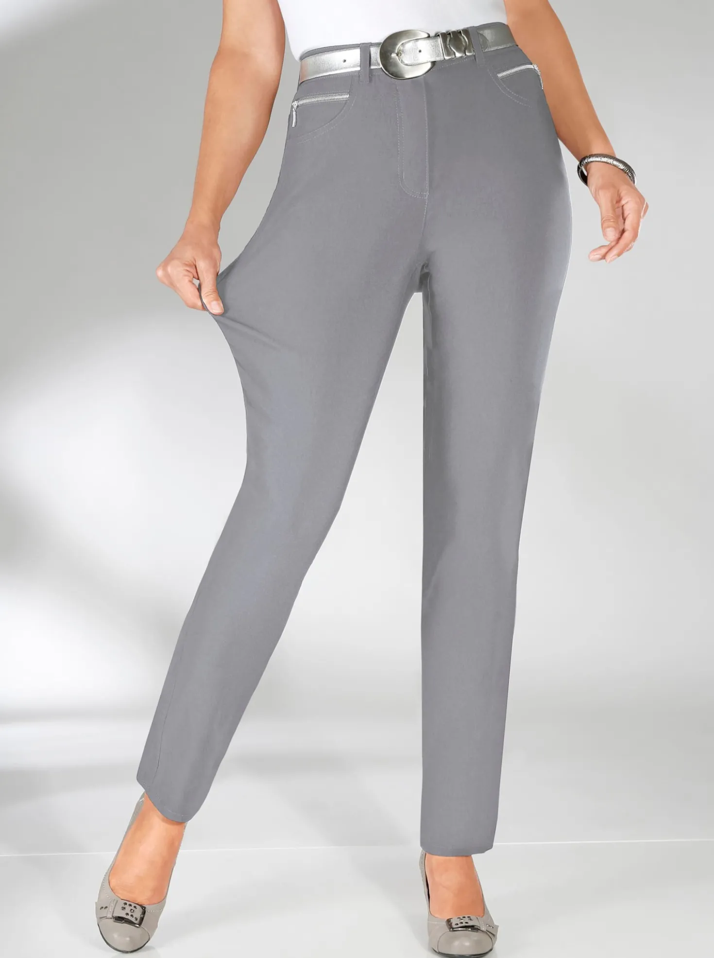 Stretch-Hose mit Zier-Taschen vorne