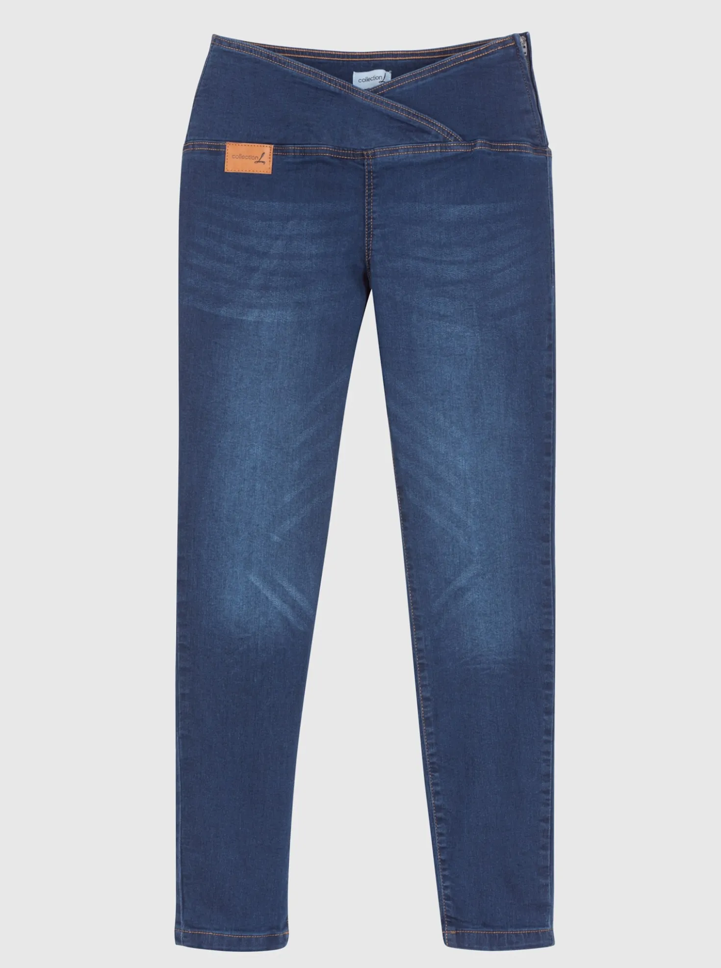 Stretch-Jeans mit überlappendem Bund