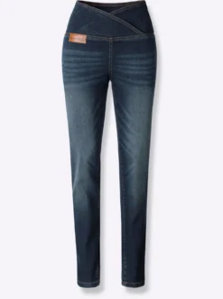 Stretch-Jeans mit überlappendem Bund