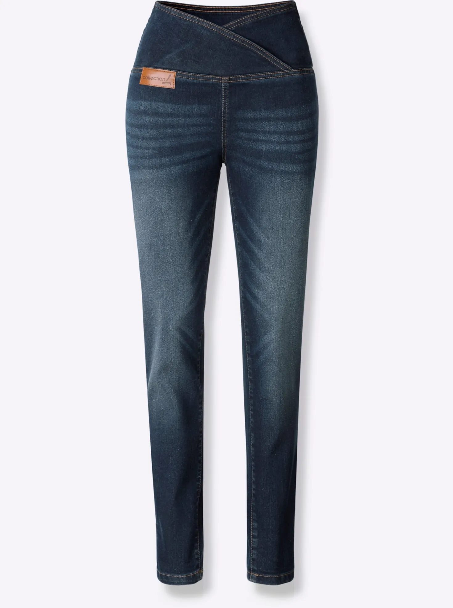 Stretch-Jeans mit überlappendem Bund
