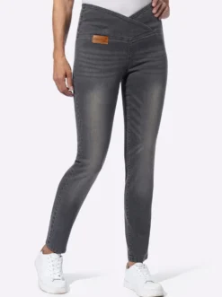 Stretch-Jeans mit überlappendem Bund